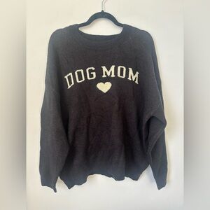 Chic Black 'Dog Mom' Crew Neck Sweater